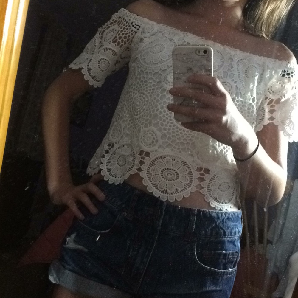 White off the shoulder top